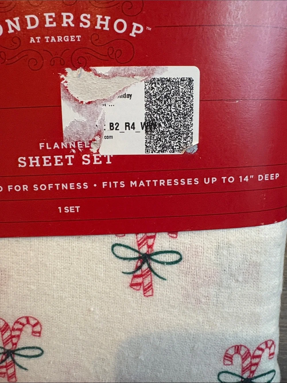 Wondershop Candy Cane Flannel Sheet Set KING Holiday NEW